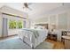 Spacious main bedroom suite with tray ceilings, ceiling fan, large windows and luxury ensuite bathroom at 3585 Legacy Trce, Alpharetta, GA 30022