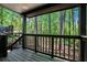 Wooden back deck surrounded by beautiful mature trees and lush greenery at 2022 Ramblewood Ne Ct, Marietta, GA 30062