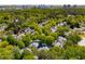 Neighborhood aerial view showcases tree-lined streets and well-maintained homes with the city skyline in the background at 1144 Bellewood Sq, Dunwoody, GA 30338