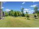 Large, well-maintained backyard with a mix of open lawn and mature trees for added privacy at 6090 Pennant Ln, Suwanee, GA 30024