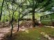 Lush backyard with mature trees providing ample shade, a quaint setting for relaxation and enjoying the outdoors at 921 Hemingway Rd, Stone Mountain, GA 30088