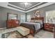 Relaxing main bedroom features a trey ceiling, and decorative furnishings at 2486 Ridgelake Dr, Villa Rica, GA 30180