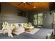 Charming covered patio with a modern sofa, wood ceiling, and stylish decor at 2469 River Oak Dr, Decatur, GA 30033