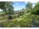 Backyard with a fireplace and chair seating at 269 Red Gate Dr, Canton, GA 30115