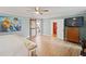 Bedroom with wood floors, ceiling fan, barn door, and a sliding door closet at 269 Red Gate Dr, Canton, GA 30115