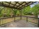 Cozy covered back deck with wood flooring and railings overlooking a lush green backyard at 244 Pauladean Se Cir, Marietta, GA 30067