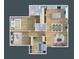 Overhead shot of 3D floorplan showcasing bedrooms, bathrooms, kitchen and living area at 3917 Dallas Acworth Nw Hwy, Acworth, GA 30101