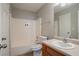 A bathroom featuring a shower-tub, sink and vanity at 3721 Longview Dr, Douglasville, GA 30135