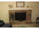 Close up of a stone fireplace with decorative mantel and accents at 2977 Karen Ln, Marietta, GA 30062