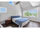 Bright bedroom with vaulted ceiling, large windows, hardwood floors, and stylish decor at 1331 Iverson Ne St # A, Atlanta, GA 30307