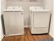 Efficient laundry area with modern, white front-loading washer and dryer for added convenience at 251 Turner Ln, Woodstock, GA 30188