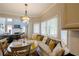 Cozy breakfast nook featuring a banquette with decorative pillows and backyard views at 2975 Oak Hampton Way, Duluth, GA 30096