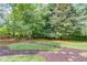 Lush backyard view, showcasing mature trees, landscaping, and a tranquil atmosphere at 12340 Preserve Ln, Alpharetta, GA 30005