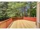 Secluded deck with wood railing, providing serene backyard views and outdoor enjoyment at 12340 Preserve Ln, Alpharetta, GA 30005