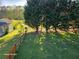 Scenic backyard view showcases lush green lawn and trees, offering privacy and natural beauty at 1424 Belmont Rd, Villa Rica, GA 30180