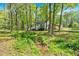 Home exterior with a view of the front porch, lawn, small creek, and surrounding trees at 113 Fowler Dr, Bowdon, GA 30108