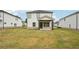 Picture of backyard showing home and patio and lawn that has been newly seeded at 4830 Marjorie Dr, Cumming, GA 30041