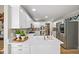Modern kitchen featuring sleek stainless steel appliances, white cabinetry, and quartz countertops at 88 Cline Smith Ne Rd, Cartersville, GA 30121
