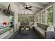 Relaxing screened porch with comfortable seating, ceiling fan, and views of the lush backyard at 105 Woodmeade Nw Way, Marietta, GA 30064