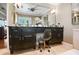 This bathroom features a double vanity, stylish lighting and large mirrors at 744 Edgewater Nw Ln, Kennesaw, GA 30144