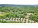 High aerial view of a neighborhood showing the home's location surrounded by mature trees at 117 Manous Dr, Canton, GA 30115