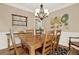 A cozy dining room featuring a wooden table, chairs, and chandelier, creating a warm, inviting atmosphere at 117 Manous Dr, Canton, GA 30115