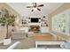 Cozy living room with built-in shelving, fireplace, and lots of natural light from the beautiful windows at 117 Manous Dr, Canton, GA 30115
