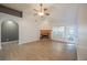 Bright living room features a beautiful fireplace, high ceilings and new laminate flooring at 3235 Crestview Dr, Cumming, GA 30041