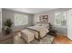 Beautiful staged bedroom with hardwood floors, neutral walls, light-colored furniture and bright, shuttered windows at 4044 Ashentree Dr, Brookhaven, GA 30341