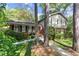 Traditional brick and siding home with an American flag, rocking chairs, and a walkway leading to the front door at 4044 Ashentree Dr, Brookhaven, GA 30341