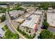 Aerial view showcasing the area with commercial buildings, apartments, roads, and a parking area at 913 Spencer Ave, Atlanta, GA 30318