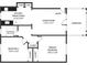 Floor plan showing layout of kitchen, bathroom, living room, and bedrooms at 55 Delmont Ne Dr # D1, Atlanta, GA 30305