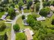 An aerial view showcasing the property's location in a well-established neighborhood with mature trees at 3107 Park Ln, Snellville, GA 30078