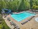 A large swimming pool with a winding water slide and plenty of lounge chairs for residents to enjoy on sunny days at 5260 Sherwood Way, Cumming, GA 30040