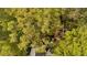 Aerial view showcases the house's roof and the dense surrounding trees, creating privacy at 111 Amberwood Ln, Euharlee, GA 30145