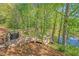 Wooden bridge with railings leading to water in a wooded area with mature trees at 4930 Kings Common Way, Cumming, GA 30040