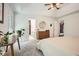 Bright main bedroom featuring carpet flooring and a ceiling fan at 1206 Parkwood Chase, Acworth, GA 30102