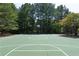 Community basketball court surrounded by mature trees and picnic seating area at 226 Crescent Moon Way, Canton, GA 30114
