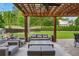 Relaxing outdoor patio with a pergola, stylish furniture, and manicured lawn at 416 Battlefield Creek Dr, Marietta, GA 30064
