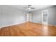 Spacious bedroom with wood floors and a ceiling fan to ensure year-round comfort at 4347 Pleasant Ridge Rd, Decatur, GA 30034