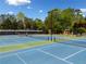 Well-maintained tennis courts with lights, surrounded by trees in a friendly neighborhood at 903 Shaftoe Nw St, Kennesaw, GA 30152