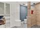Bathroom with tiled shower, vessel sink, and modern finishes at 2619 Kellogg Creek Rd, Acworth, GA 30102