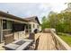 Large outdoor deck with dining area, backyard access, an outdoor TV, and a covered patio area at 2619 Kellogg Creek Rd, Acworth, GA 30102