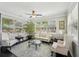 Bright sunroom with large windows, a ceiling fan, and views of the landscaped yard at 2315 Saddle Brook Trce, Cumming, GA 30040