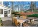 Backyard deck with outdoor dining, with a dining table with six chairs surrounding a centered candle at 2580 Defoors Ferry Nw Rd, Atlanta, GA 30318