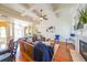 Bright living room boasts coffered ceilings, fireplace, and hardwood floors at 3230 Letha Woods Dr, Conyers, GA 30094