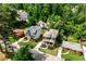 Aerial view of a neighborhood showcasing well-kept homes and mature trees at 144 Park Dr, Decatur, GA 30030