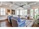 Cozy living room showcases coffered ceilings, fireplace, and an L-shaped sofa with natural lighting at 144 Park Dr, Decatur, GA 30030