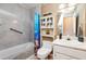Bathroom featuring a combined tub and shower and a white vanity sink at 2816 Pine Meadow Dr, Marietta, GA 30066