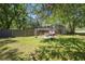 Spacious backyard with mature trees, firepit, and outdoor seating at 877 Lee Andrews Se Ave, Atlanta, GA 30315
